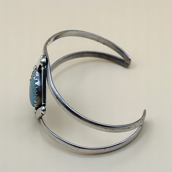 Vintage Sterling Silver Mexico Turquoise Cuff Bracelet 7" - Picture 5 of 11